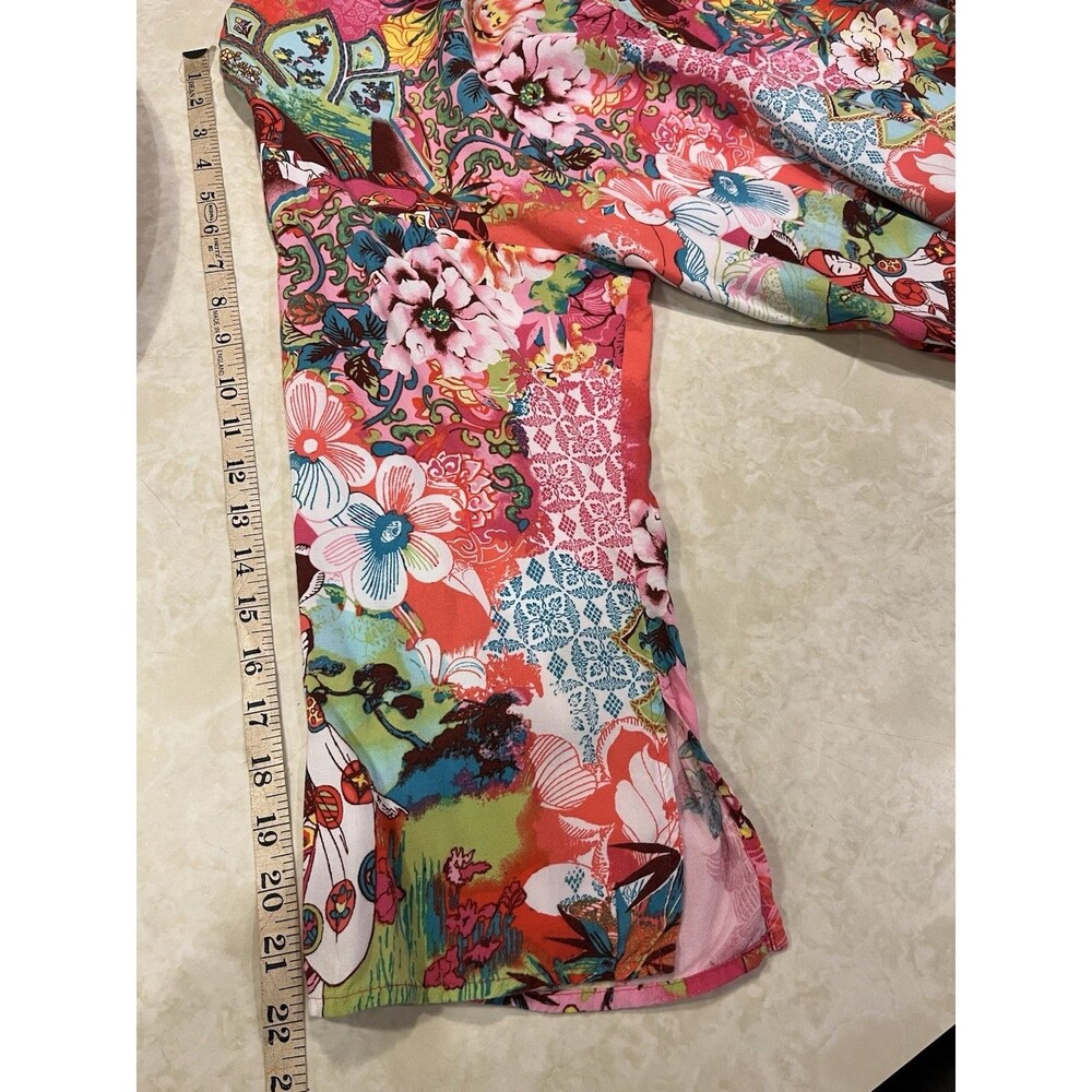 Natori Women’s PJ Set  Sz L Stunning Asian Floral Light  Loose Fit Pajama - Picture 8 of 15
